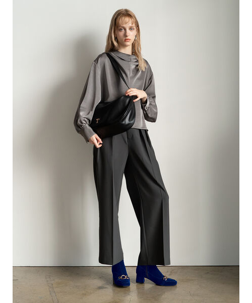 【極美品】vintage 80〜90s ワイドスラックス　セットアップ トレンド最前線。」綿100％ダブルタックデザインバックポケット