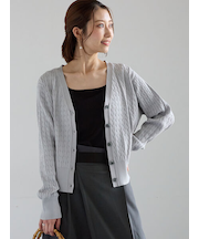 ミニケーブル刺繍Vネックカーディガン