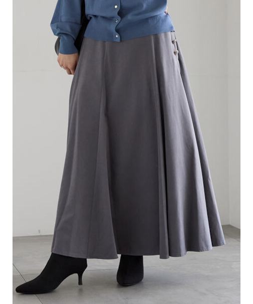 サイドボタンピーチフレアスカート