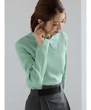 ケミカルレースカラーリブニット