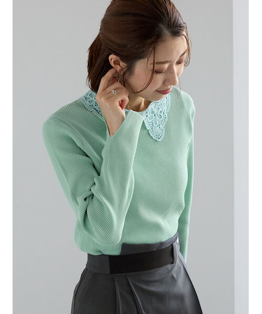 ケミカルレースカラーリブニット