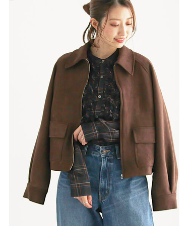 ファブリックアソート衿付きブルゾン