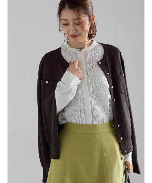 ポケットデザインクルーネックカーディガン