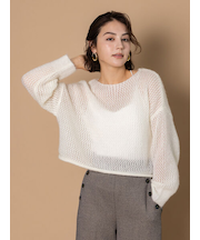 【泉 里香さん着用・Oggi.jp10/23掲載】キャットヤーンメッシュニット