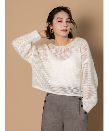 【泉 里香さん着用・Oggi.jp10/23掲載】キャットヤーンメッシュニット