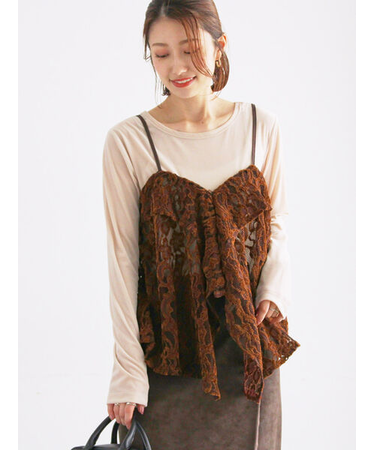 ベロアレースキャミソール