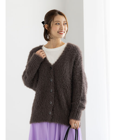 シャギーVネックカーディガン