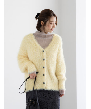 シャギーVネックカーディガン