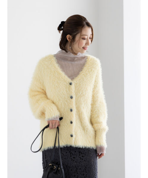 シャギーVネックカーディガン