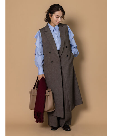 【泉 里香さん着用・Oggi.jp10/23掲載】ツイードロングジレ（セットアップ可）