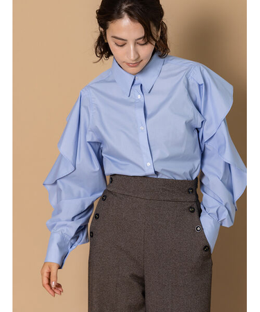 【泉 里香さん着用・Oggi.jp10/23掲載】ラッフルスリーブシャツ