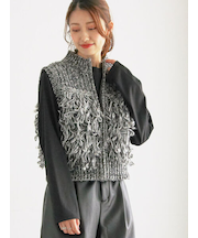 ループ編みコンパクトジップベスト