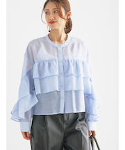 シアーフリルティアードブラウス