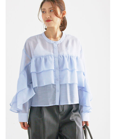 シアーフリルティアードブラウス