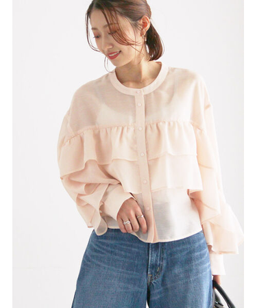 シアーフリルティアードブラウス