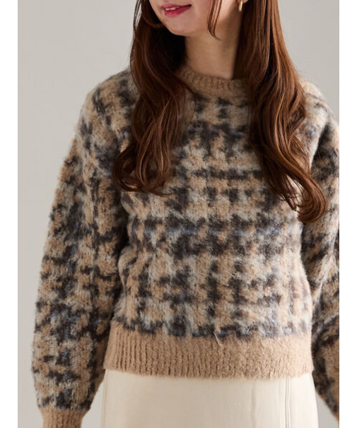 チェックジャガードニットプルオーバー
