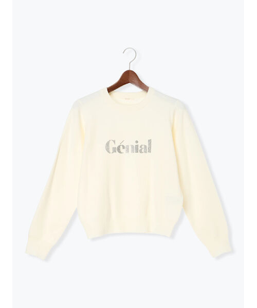 ラインストーンレタードニットプルオーバー