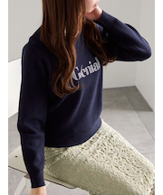 ラインストーンレタードニットプルオーバー