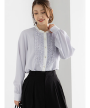 フロントフリルバイカラーブラウス