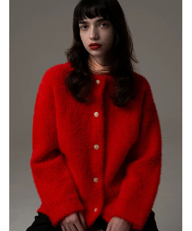 ダブルフェイスフェザーカーディガン