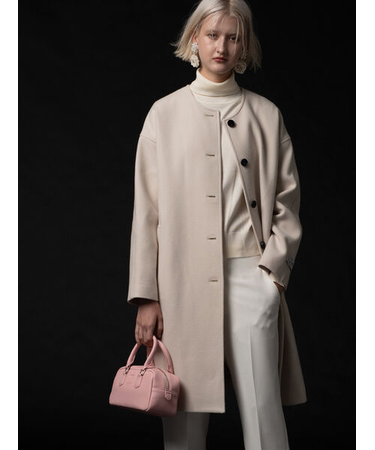 ウールメルトンノーカラーロングコート《2025winter catalog item》