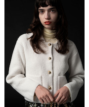 フラットカラーメタル釦ニットジャケット