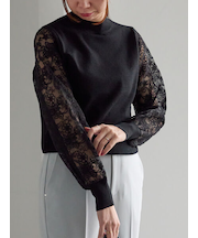 レーススリーブニット