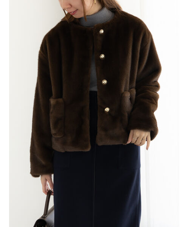 グラデーションファーノーカラージャケット《2025winter catalog item》