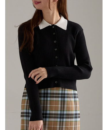 ポロカラークロップトカーディガン