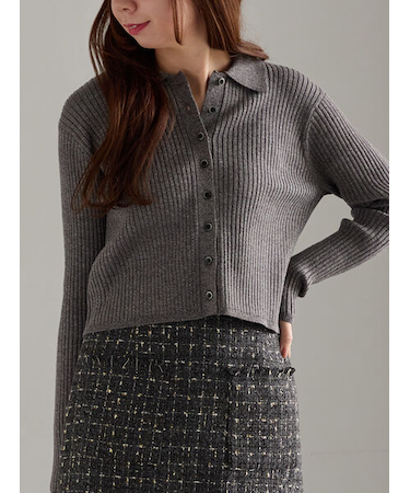 ポロカラークロップトカーディガン