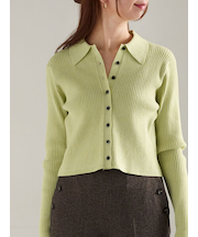 ポロカラークロップトカーディガン