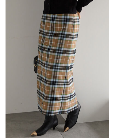 チェックナロースカート