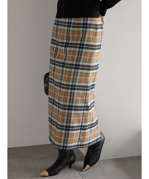 チェックナロースカート