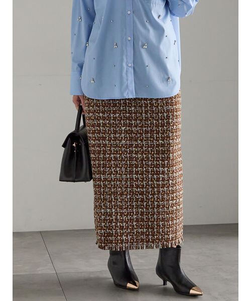 ツィードロングナロースカート《2025winter catalog item》｜テチチの