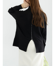 バックスリットスタンドネックプルオーバー