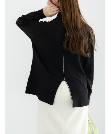 バックスリットスタンドネックプルオーバー