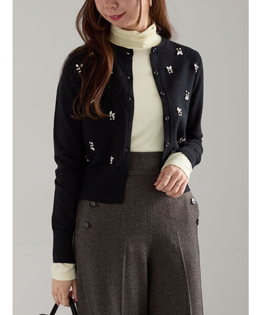 ビジューニットコンパクトカーディガン