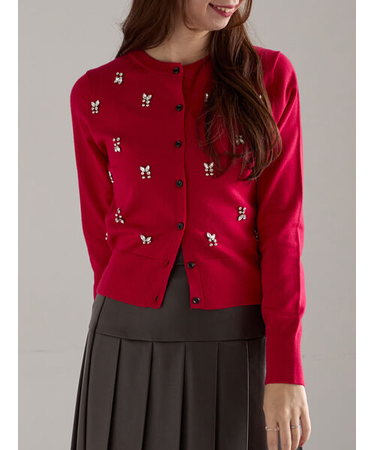 ビジューニットコンパクトカーディガン