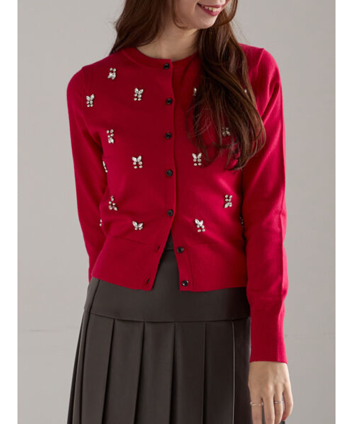 ビジューニットコンパクトカーディガン