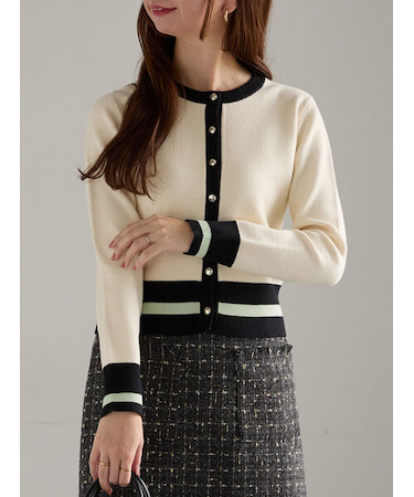 バイカラークラシカルカーディガン