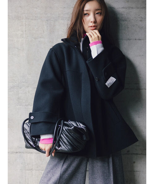 宮本茉由着用】ウールメルトンスタンドショートコート｜テチチの通販