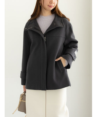 ウールメルトンスタンドショートコート