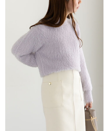 シャギーヤーンロングスリーブニット