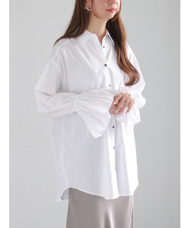 ピンタックフレアカフスシャツ