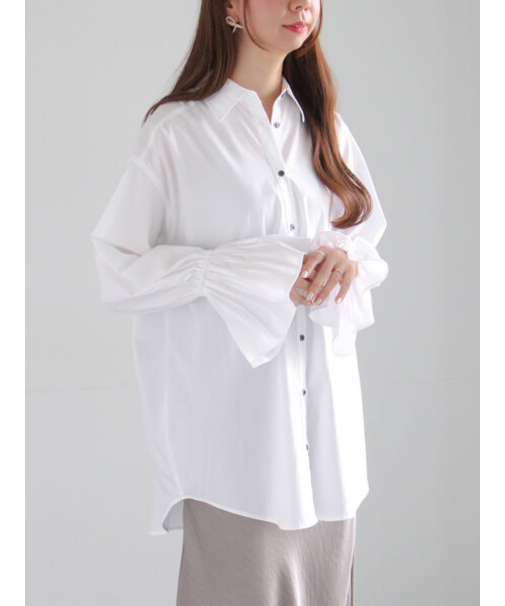 ピンタックフレアカフスシャツ