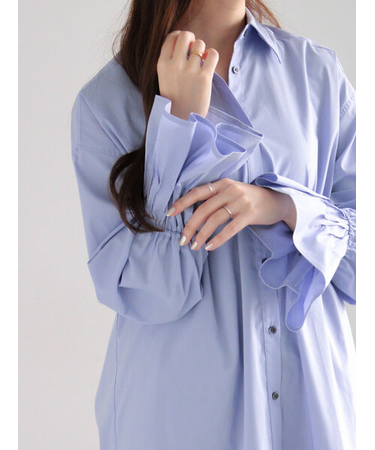 ピンタックフレアカフスシャツ