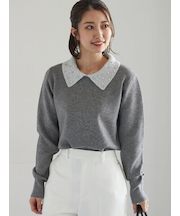 ラメフェザーデコラカラーニット