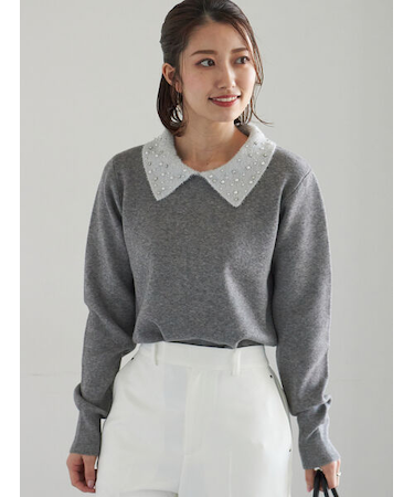 ラメフェザーデコラカラーニット