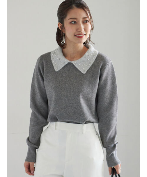 ラメフェザーデコラカラーニット