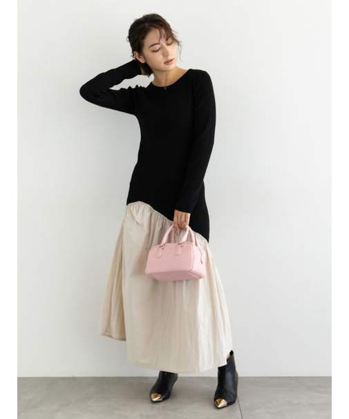 【宮本茉由着用】リブニットドッキングアシメワンピース